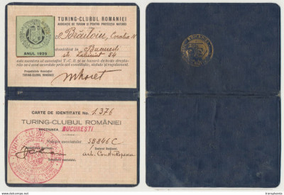 TCR Touring-Clubul Romaniei legitimatie de membru cu timbru de cotizatie 1929 foto