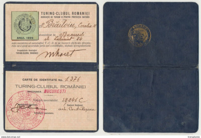 TCR Turing Clubul Romaniei legitimatie semnata Mihai Haret cu timbru din 1929 foto