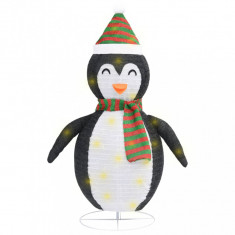 Figurină pinguin decorativă Crăciun, LED, 120 cm, țesătură lux