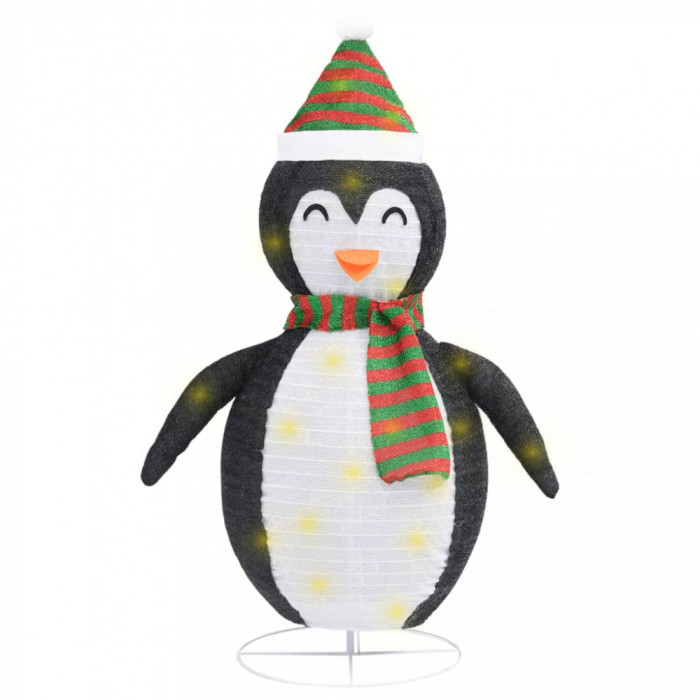 Figurină pinguin decorativă Crăciun, LED, 120 cm, țesătură lux