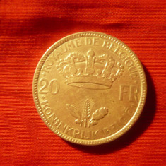 Moneda 20 fr. 1935 Belgia Rege Leopold III argint cal. F.Buna