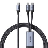 Cablu Type-C la 2x Type-C, Fast Charging, 100W, 1.5m - JoyRoom Speedy Series (SA21-1T2) - Black