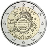 Slovacia 2 Euro 2012, 10 Ani Moneda Euro 2002 UNC, Editie Colectie, Numismatica