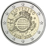 SV * Slovacia 2 EURO 2012 * 10 ANI DE MONEDA EURO - 2002 * UNC