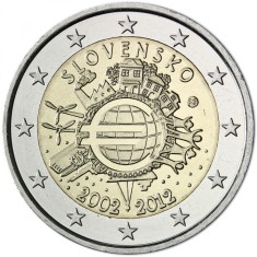 SV * Slovacia 2 EURO 2012 * 10 ANI DE MONEDA EURO - 2002 * UNC