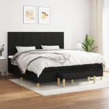 VidaXL Pat box spring cu saltea, negru, 200x200 cm, textil