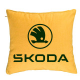 Perna Decorativa, Model Skoda, 40x40 cm, Galben, Husa Detasabila, Burduf