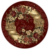 Covor Rotund Model Lotos 532-210, Marime 100 x 100 cm, Rosu, Inaltime Fir 8 mm, Antialergic, Polipropilena, Living, Dormitor, Sufragerie, Birou