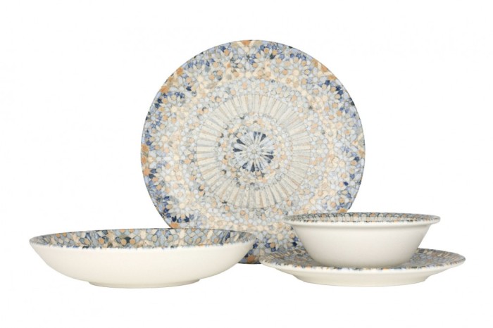 Bonna Set de vesela (Medium) - Luca Mosaic - 24 bucăți - 6 persoane - Porţelan