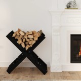 Cumpara ieftin Suport pentru bușteni negru 47x39,5x48 cm lemn masiv de pin