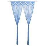 VidaXL Perdea macrame, albastru, 140 x 240 cm, bumbac