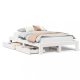 Cumpara ieftin Cadru de pat fara saltea, alb, 120x200 cm, lemn masiv pin