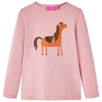 Tricou pentru copii cu m&amp;acirc;neci lungi, roz deschis, 116 13631 foto