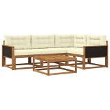 vidaXL Set de canapele de exterior cu pernă 5 pcs Natural și Crem 3382533
