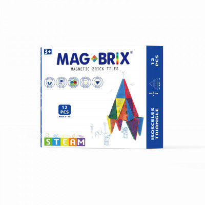 Set magnetic Magbrix 12 piese triunghi isoscel - compatibil cu caramizi de constructie tip Lego foto