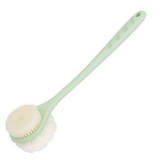 Burete de baie dublu cu plasă și perie de masaj cu m&acirc;ner, Verde Menta, 40 cm, CMCLASS