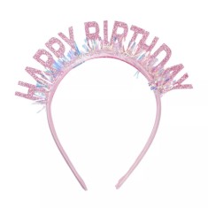 Coronita decorativa pentru petreceri, flippy, tema aniversare, model happy birthday, marime universala, rose