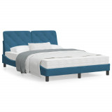 VidaXL Cadru de pat cu lumini LED, albastru, 140x200 cm, catifea