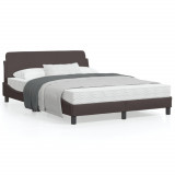Cadru de pat cu tablie, maro &icirc;nchis, 140x200 cm, textil GartenMobel Dekor, vidaXL