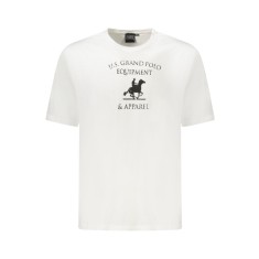 U.S. Grand POLO Tricou barbati cu imprimeu din bumbac, regular fit, alb, S