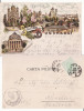 Salutari din Bucuresti - litografie 1898, Circulata, Printata