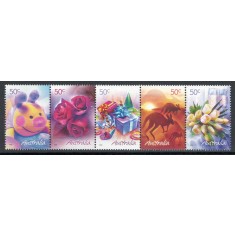 Australia 2005 Mi 2421/25 strip MNH, nestampilat - Greeting stamps - INCOMPLET