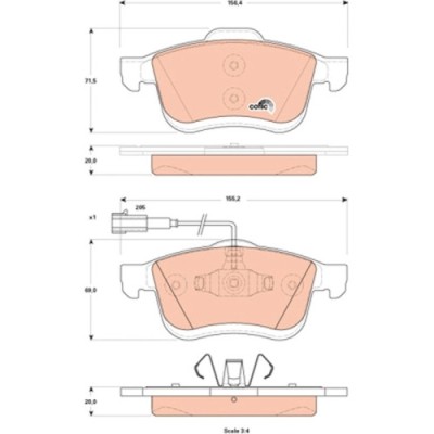 Set placute frana fata TRW, Fiat Doblo (263), 2010-, Lancia Delta III (844 ), 08.2008-08.2014, Kappa, 1994-2001, Fata; puntea fata foto
