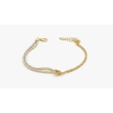 Bratara din Argint 925 Placata cu Aur cu Segment Dublu Tennis, Lant Venetian si Nod Central, 17+3 cm, 4.2g