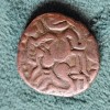 1 MASSA , cupru - IMPERIUL CHOLA ( SRI LANKA ) , rege Raja Chola I ( anii 985 - 1014 ) , moneda tip ,, omul caracatita ", Asia