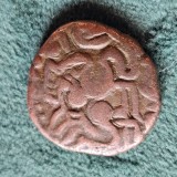 1 MASSA , cupru - IMPERIUL CHOLA ( SRI LANKA ) , rege Raja Chola I ( anii 985 - 1014 ) , moneda tip ,, omul caracatita "
