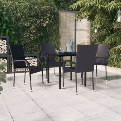 vidaXL Set mobilier de grădină, 5 piese, negru 3099378 foto