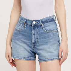 Tommy Jeans pantaloni scurți femei, uni, high waist DW0DW17642