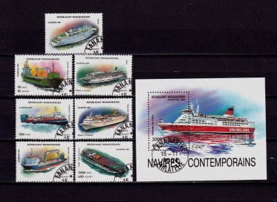 ✅(S3) Madagascar 1994 ,&amp;quot;Nave maritime&amp;quot;, complet serie+colita ,cota 8Euro,stamp. foto