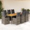 Set bistro de grădină cu perne, 9 piese, gri, poliratan