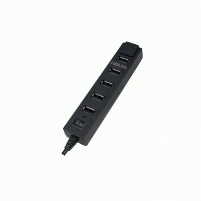 Hub USB 2.0 Logilink UA0124 , 7x USB 2.0 , Negru foto