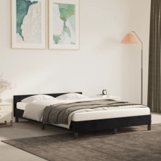 Gossi cadru de pat cu tablie, negru, 140x200 cm, catifea