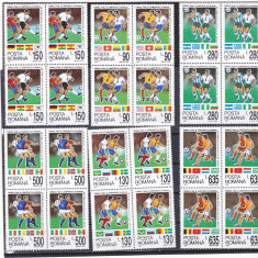 ROMANIA 1994 LP 1344 CAMPIONATUL MONDIAL DE FOTBAL S.U.A. SERIE IN X4 TIMBRE MNH