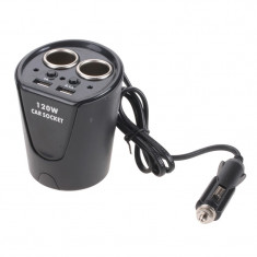 Priza auto Olesson 1513, 2 x USB, 120 W, Negru foto