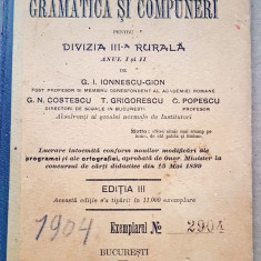 F216-I-Exercitii de Gramatica-Compuneri Manual Scolar 1904 Romania carte veche.