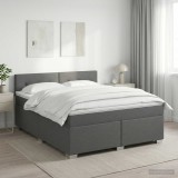Cumpara ieftin Pat boxspring cu saltea Gri inchis 160 x 200 cm Tesatura