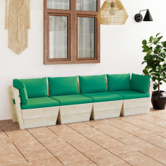 Canapea gradina 4 locuri din paleti, cu perne, lemn de molid GartenMobel Dekor