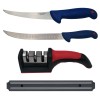 Set de macelarie DEPOX®, filetat, cutitul bucatarului, ascutitoare si suport magnetic, otel inoxidabl