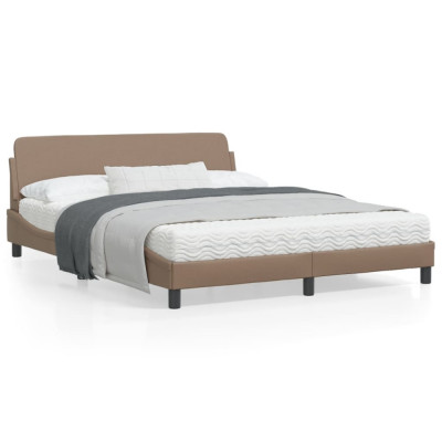 vidaXL Cadru de pat cu tăblie, cappuccino, 160x200 cm, piele ecologică foto
