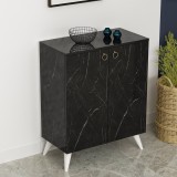 Dulap pantofi Gjern 91x72x37cm negru marmorat/alb [en.casa] HausGarden Leisure, [en.casa]