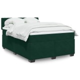 vidaXL Pat box spring cu saltea, verde &icirc;nchis, 160x200 cm, catifea 3286369