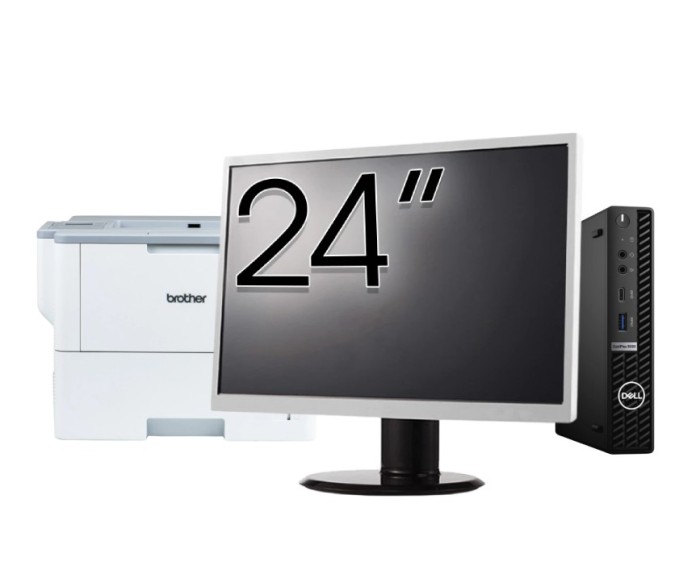 Pachet Calculator Second Hand DELL OptiPlex 5090 Mini PC, Intel Core i5-10500T 2.30 - 3.80GHz, 8GB DDR4, 256GB SSD + Monitor 24&amp;quot; + Imprimanta Bro