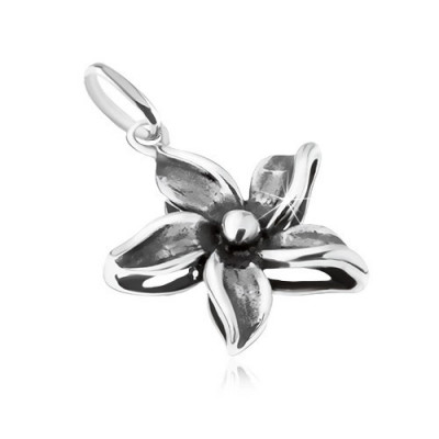 Pandantiv &amp;icirc;n formă de floare patinată ornamental, argint 925 foto