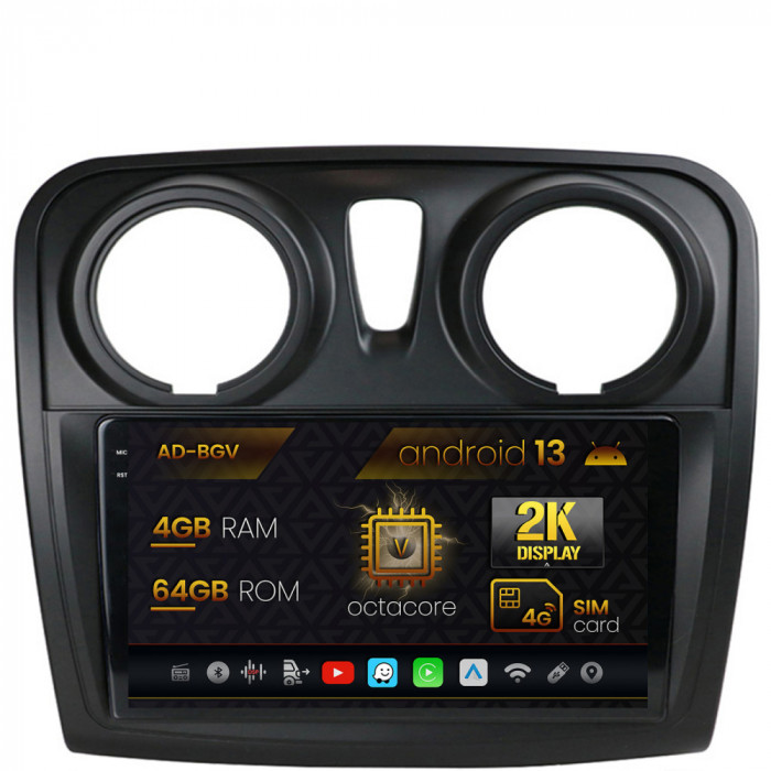 Navigatie Dacia Logan Sandero, Android 13, V-Octacore 4GB RAM + 64GB ROM, 9.5 Inch - AD-BGV9004+AD-BGRKIT376