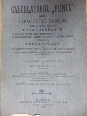 CALCULATORUL FENIX - I. SOCOLIU - BUC. 1908 foto