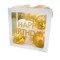 Cutie pentru baloane, flippy, tematica aniversare, model scris happy birthday, baloane aurii, albe si panglica incluse, contur alb, transparenta, 30x3
